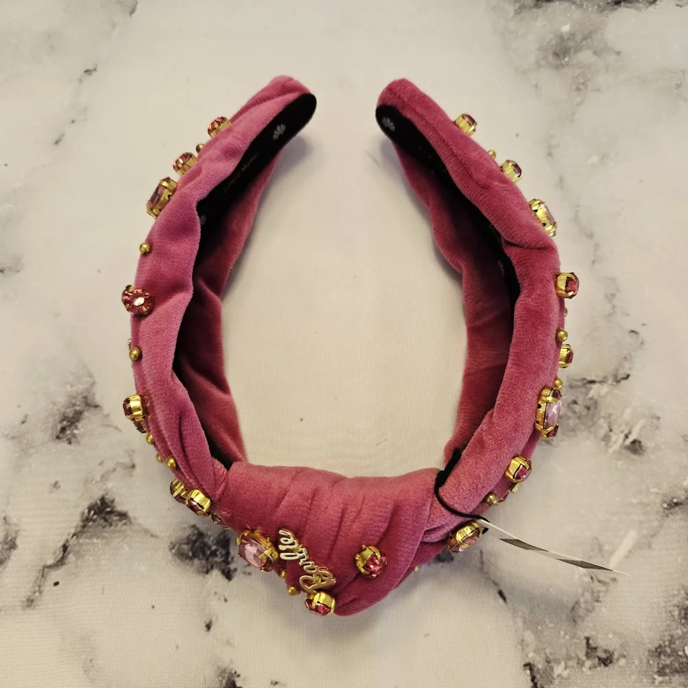 Lele Sadoughi X BARBIE™ PINK CRYSTAL  BUTTON KNOTTED HEADBAND Fuschia